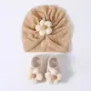 Set de Sombrero y Calcetines para Bebé de Comercio Exterior, Set de Sombrero Hiyab Floral para Recién Nacido, Set de Accesorios para la Cabeza de Bebé, Calcetines para Bebé