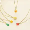 Nuevo Colgante de Fruta Fresca Mori Aguacate Lichi Piña Durian Cadena para Clavícula de Acero Inoxidable Accesorios Collar