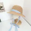 Sombrero de Paja para Niños, Sombrero de Sol para Niñas, Estilo Familiar Sombrero de Sol de Pescador para Niña de Verano, Sombrero de Playa para Bebé Niña