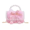 Bolsa para Niña Estilo Coreano Otoño e Invierno con Lazo Camelia Perla Portátil Encaje Encaje Bolsa Cruzada para Guardería