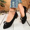 Zapatos planos para mujer de talla grande transfronterizos, nuevo estilo otoño 2026, zapatos de punta fina poco profundos para mujer, cómodos zapatos sin cordones de tacón grueso