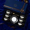 Juego de Tazas de Café de Cerámica Estilo Europeo de Lujo Ligero, Exquisito Hueso de China de Gama Alta con Tacto Premium, Adecuado como Regalo de Inauguración o Boda en una Caja de Regalo
