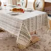 Mantel Rectangular Bohemio, Disponible en Stock, Patrón Geométrico Azteca Recubierto con Película de Poliéster, Impermeable y Resistente al Aceite, con Borde de Borlas para Comedor, Fiesta y Decoración del Hogar, Suministro Directo de Fábrica