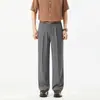 Nuevos pantalones casuales de verano, de seda fresca con textura, corte ajustado, holgados, estilo coreano, modernos y versátiles para hombre