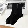 Calcetines para Hombre Otoño e Invierno Nuevos de Doble Aguja Rayas Descendentes Hombres Gruesos Color Sólido Rayas Verticales Negocios Cálidos Calcetines de Lana Calcetines de Invierno para Hombre