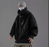 Moletom com capuz para motocicleta masculino primavera e outono moderno hip hop casaco Pu bonito solto versátil gola alta fino/forrado com fleece