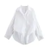 Primavera 2025 nueva camisa de algodón a rayas con cuello de solapa y mangas de murciélago para mujer, estilo europeo y americano 2020458