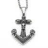Explosões Europeias e Americanas Aço Inoxidável Retro Pingente de Âncora de Navio Masculino Viking Vela Cruz Aço Titânio Colar Atacado