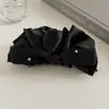 Saia Elegante de Cetim Estilo Coreano com Presilha Banana de Laço com Toque de Luxo, Presilha de Cabelo para a Parte de Trás da Cabeça que Adiciona Volume, Presilha para Rabo de Cavalo Alto, Presilha de Garra