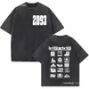 [Lavado Transfronterizo] Estilo de Vida de Rapero Camiseta Lavada Retro Hombres y Mujeres Moda Hip-Hop Alta