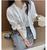 Camisa de renda com cadarço doce chic coreana para mulheres, cor sólida com fitas, camisa de manga longa suave e elegante