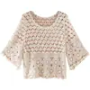 Vestido de Verano Calado de Manga Corta y Conjunto de Falda Dos Piezas Casual Retro Dulce Estilo Falda Corta Top