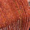 Cuentas pequeñas de 2-3 mm, redondas y lisas, de color rojo del sur, con piedras preciosas, minicuentas lisas.