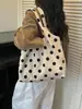 Bolso de hombro de lunares estilo coreano nuevo de primavera, bolso tote de lona para mujer de gran capacidad para el trabajo, simple, elegante, versátil y casual