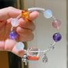 Pulseira de prata 925 com pedra da lua natural de alto conjunto, cristal branco, citrino, morango, cristal, ametista, cristal rosa