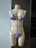 Bikini metálico con hebilla estampada retro europeo y americano 2026, un nuevo traje de baño sexy de tres piezas transfronterizo para mujer
