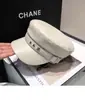 Gorra Azul Marino Estilo Nuevo Primavera y Otoño con Hebilla, Gorra Plana de PU Estilo Americano, Mismo Estilo que Celebridad de Internet, Moda Estelar Temperamento Versátil Gorra Octogonal