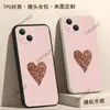 Capa Rosa Brilhante em Formato de Coração Popular para Apple 18Pm, Alto Valor Estético, Capa de Silicone para iPhone 17