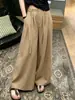 Calça pantalona feminina 2026 verão nova, arrastando no chão, preguiçosa, relaxada, retrô, versátil, alta qualidade, caimento, casual, longa