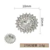 Botão redondo de metal luxuoso com adornos completos de strass, botão de strass em formato de girassol costurado à mão, botão oval de vidro cristal