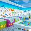 Pescado de Océano Delfín Piscina Baño Dibujos Animados Calcomanías de Altura Habitación Infantil Habitación de Alquiler Renovación Decoración Calcomanías de Pared Autoadhesivas