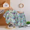 Conjunto de Camisa Estampado Hawaiano para Niños de Verano Conjunto de Dos Piezas de Camisa de Manga Corta y Shorts para Niños Venta al por Mayor Directa de Fábrica