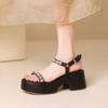 Sandalias de Moda de Plataforma con Tacón de Cuña de Estilo Nuevo para Exportación Europea y Americana 2025 con Tira Única para Aumentar la Altura, Punta Abierta, Suela de Plataforma, Correa Trasera, Tallas Grandes y Pequeñas