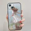 Adecuado para iPhone 15, hermosa funda para teléfono con pintura al óleo de chica europea y americana.
