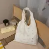 Bolsas de lona atacado para mulheres, estampa de bolinhas, estilo coreano, frescas e simples, adequadas para estudantes, para ir ao trabalho, bolsa de ombro, bolsa tote artística