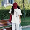 Camiseta de Algodón Puro Talla Grande Americana de Manga Corta para Mujer 2025 Nuevo Verano Holgada de Media Manga Moda y Versátil Ropa