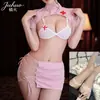 Lencería Sexy Fuego Naranja, Uniforme de Enfermera Sexy y Atractivo, Pechos Pequeños, Deseo Puro, No Necesita Quitarse, Atuendo Provocador para la Pasión en la Cama