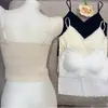 Top de tirantes sin costuras de encaje francés, espalda hermosa con tiras, tela de seda helada ultradelgada, copas fijas, strapless, push-up, espalda hermosa con tiras, lencería para mujer