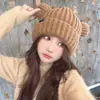 Orelhas de Gato Fofas Novo Chapéu de Lã Tricotado Feminino Outono Inverno Fashionável Estiloso Estilo Coreano Com Veludo Quente Versátil Japonês