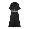 Comercio Exterior 2026 Verano Nuevo Estilo Europeo y Americano Moda Femenina Casual Vestido Camisa con Cinturón 7684531