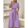 Pantalones anchos nuevos para mujer europeos y americanos 2025, de cintura alta, color liso, ligeramente acampanados, con cordones, fluidos, traje casual