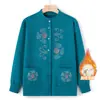 Cardigã Novo Estilo para Mulheres de Meia-Idade e Idosas, Suéter Festivo com o Personagem para Felicidade, Casaco de Gola Redonda, Forrado com Lã e Espessado, Roupa para Mãe