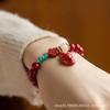 Pulsera de zorro flor roja pequeña de cinabrio de alto contenido año nativo zodiaco conejo Bodhi femenina en vivo pulsera explosiva regalo