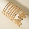 Moda Retro Europea y Americana Joyería Transfronteriza Pulseras Apilables Geométricas Simples Pulsera Abierta Redonda Dorada Pulido Conjunto
