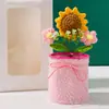 Portalápices Navideño de Alta Gama, Práctico Ramo de Flores de Girasol Tejidas Hecho a Mano, Adorno Conmemorativo, Regalo de Agradecimiento para Maestros