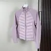 Jaqueta Leve de Penas Nova Outono e Inverno 2024 Feminina Gola Casual Moda Fitness Costura Quente Jaqueta de Yoga