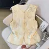 Chaleco Retro de Alta Calidad Reductor de Edad Estilo Chino Nuevo Clásico Traje Tang Dobladillo Bordado Jacquard Pesado