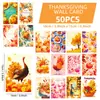 Amazon Transfronterizo 50 Piezas Decoración de Pared y Tarjetas Postales Temáticas de Acción de Gracias con Pavo, Calabaza, Estilo Pastoral