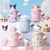 Caneca Térmica Sanrio I Meng Meninas Fofa Escritório Copo de Água com Canudo Casal Viagem Portátil Copo de Café