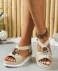Sandalias de Cáñamo de Alta Calidad de Verano Nuevas Europeas y Americanas con Boca de Pez, Hebilla Metálica y Diseño Elástico Slip-On para Ventas Transfronterizas