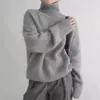 Suéter Pulóver de Punto Versátil Holgado de Cuello Alto Transfronterizo Europeo y Americano 2025 Otoño e Invierno Camisa Base Estilo Perezoso para Mujer