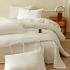 Conjunto de quatro peças em algodão puro tingimento natural com amarração em cordão, estilo hotel classe A, jacquard simples, branco natural, conjunto estilo B&B