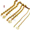 Colar Masculino de Contas Sólidas Redondas Banhado a Ouro Latão, Colar Masculino de Contas Ocas de Parede Fina, Arrojado, Polido, Ouro de Areia Vietnamita com Alta Retenção de Cor