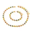 Conjunto de Acessórios de Moda Cruzado com Strass Completo Trevo de Quatro Folhas Colar para Clavícula Pulseira de Aço Inoxidável com Galvanoplastia a Vácuo Venda Direta da Fábrica no Atacado