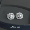 Luxo Acessível de Alta Qualidade Elegante Incrustado com Zircônia Textura Pesada Geométrico Popular Brincos de Pérola Modernos Brincos de Uso Diário para Mulheres