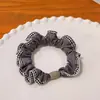 Vintage Xadrez Lace Intestino Delgado Anel de Cabelo Internet Celebridade Elegante Rabo de Cavalo Cabeça Corda Bola Cabelo Corda Elástico Sem Lesão Capa de Couro